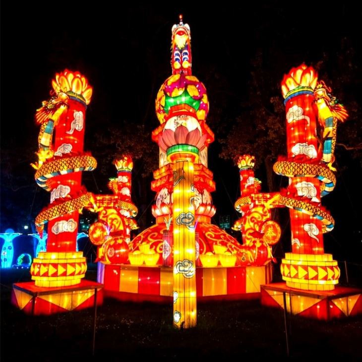 Christmas Decoration Display Outdoor Lantern Festival Silk Cloth Chinese Lanterns